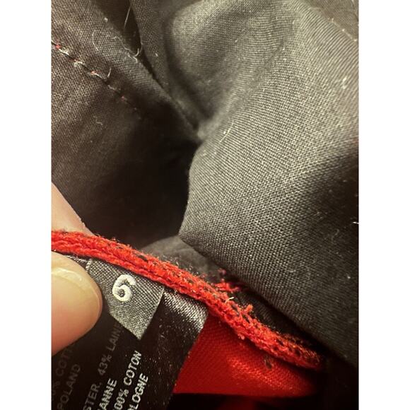 Proenza Schouler Size 6 Red Wool Blend Stretch Wide Leg Pants Pockets Luxury - Picture 11 of 16